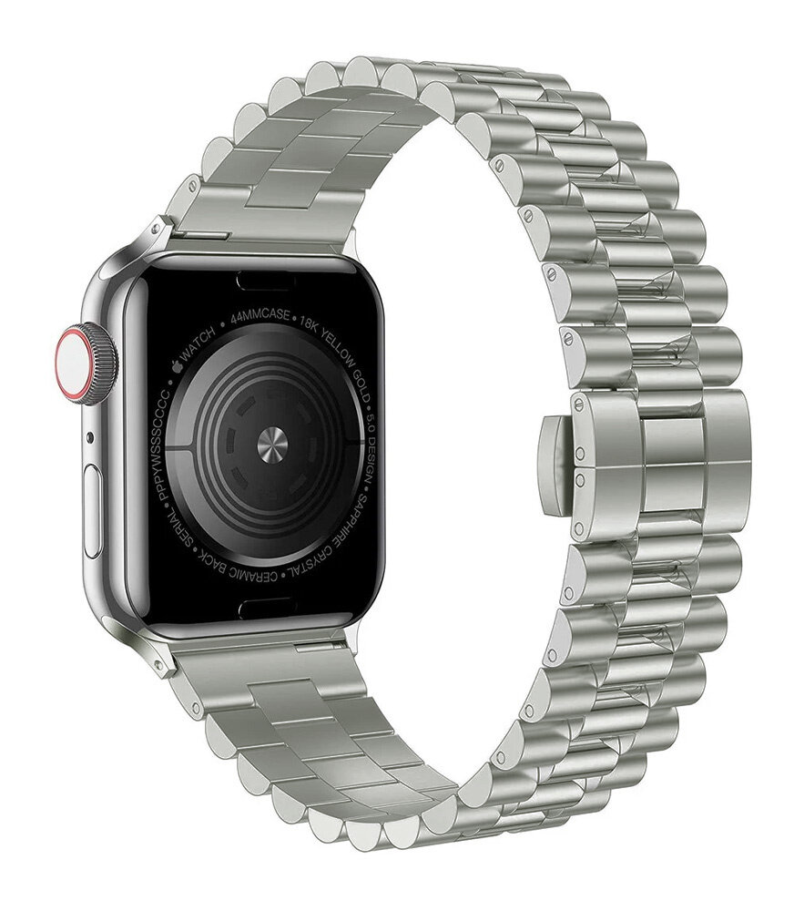 Strap-it Strap-it Bracelet acier Apple Watch Présidentiel (coleur titane) Strap-it Strap-it Bracelet acier Apple Watch Présidentiel (coleur titane)