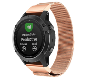 Strap-it Bracelet milanais Garmin Quatix 5 / 6 / 7 (or rose)