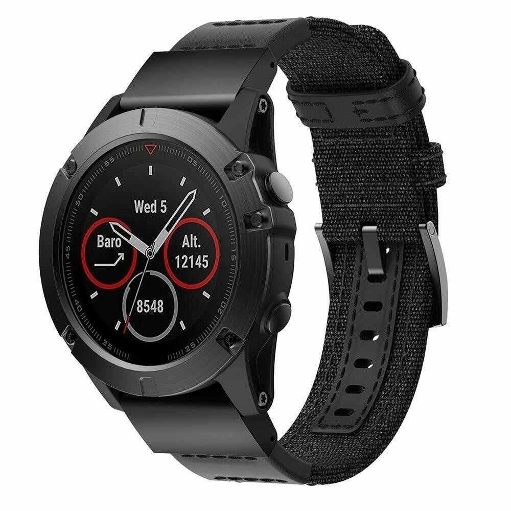 Strap-it Strap-it Bracelet hybride en nylon Garmin Quatix 5 / 6 / 7 (noir)