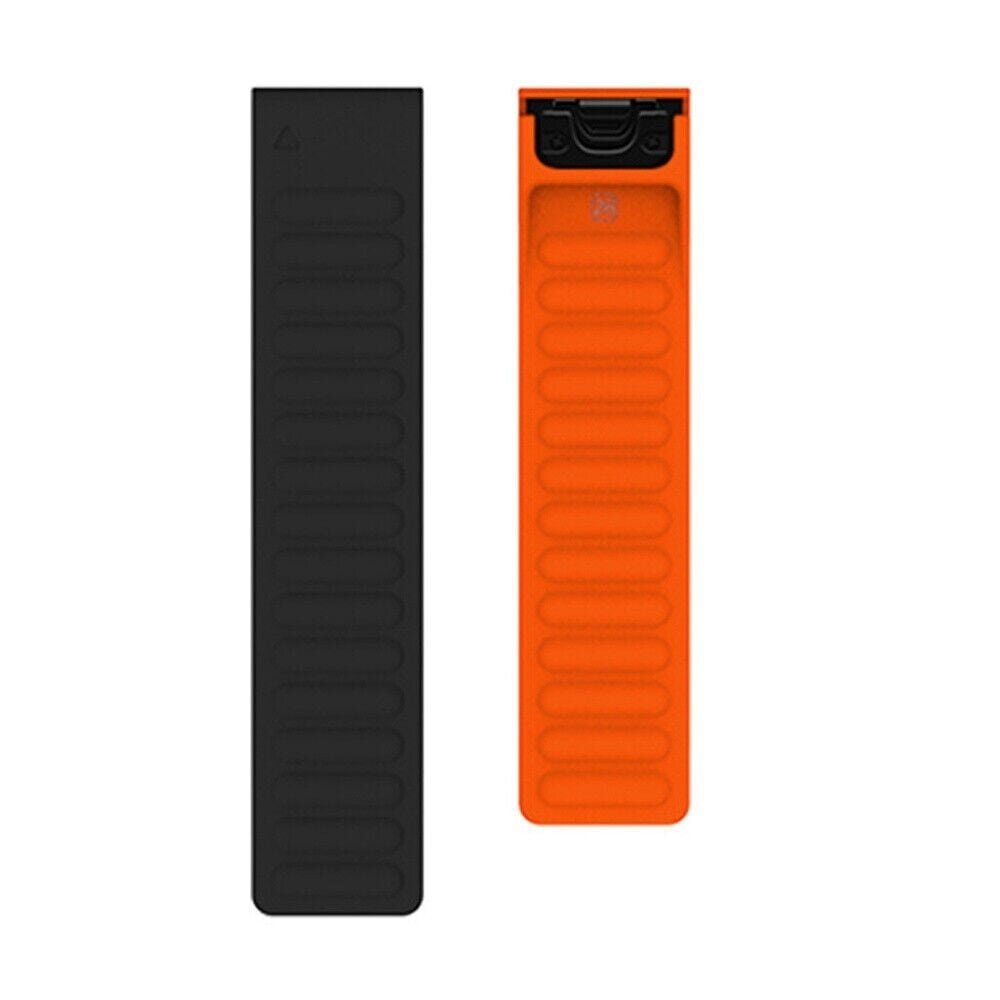 Strap-it Strap-it Bracelet en silicone magnétique Garmin Quatix 5 / 6 / 7 (noir/orange)