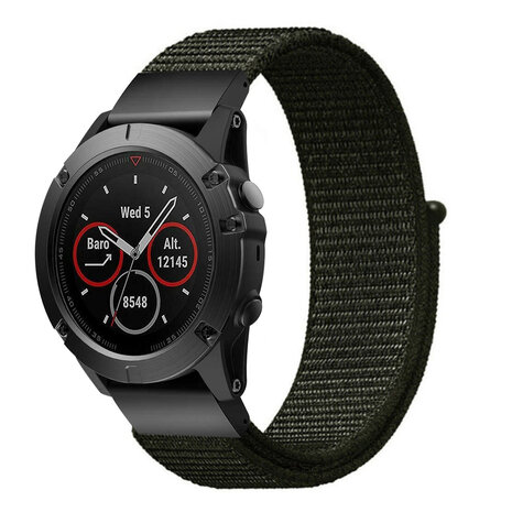 Strap-it Strap-it Bracelet nylon Garmin Quatix 3 / 6x / 7x Solar (vert armée)