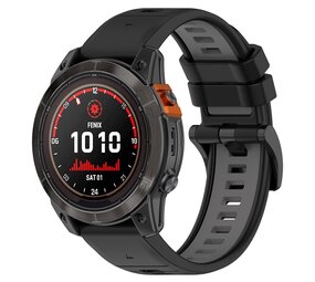 Strap-it Bracelet sport á boucle Garmin Fenix E (noir/gris)