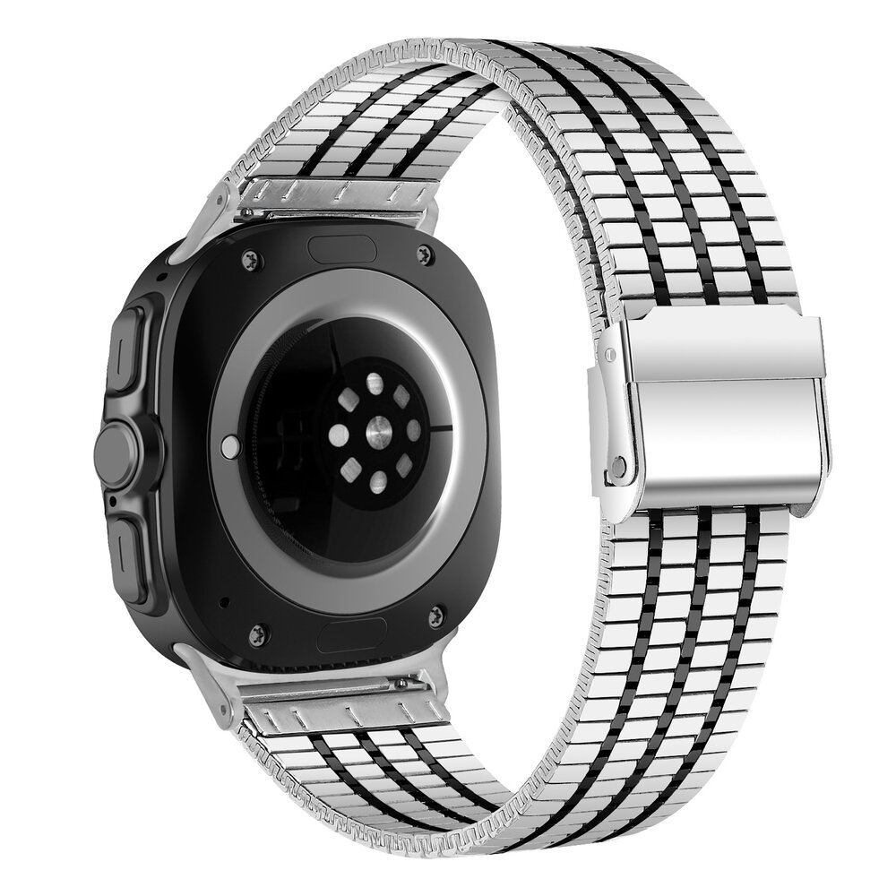 Strap-it Strap-it Bracelet acier luxe Samsung Galaxy Watch Ultra (argent/noir) Strap-it Strap-it Bracelet acier luxe Samsung Galaxy Watch Ultra (argent/noir)