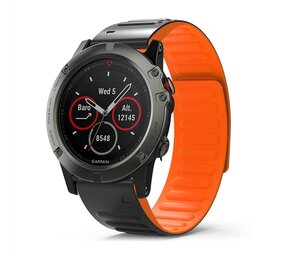 Strap-it Bracelet en silicone magnétique Garmin Enduro 1 / 2 / 3 (noir/orange)