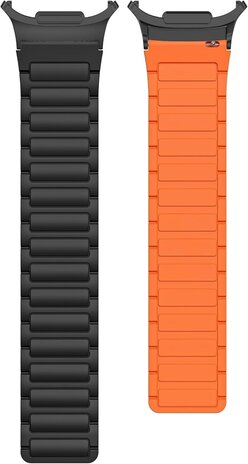 Strap-it Strap-it Bracelet en silicone magnétique Samsung Galaxy Watch Ultra (noir/orange)