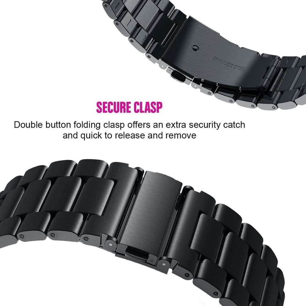 Strap-it Strap-it Bracelet montre 22mm acier - universel (noir) Strap-it Strap-it Bracelet montre 22mm acier - universel (noir)