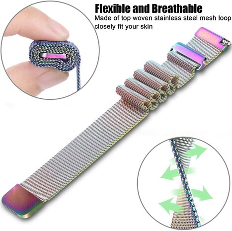 Strap-it Strap-it Bracelet montre 22mm milanais - universel (arc-en-ciel) Strap-it Strap-it Bracelet montre 22mm milanais - universel (arc-en-ciel)