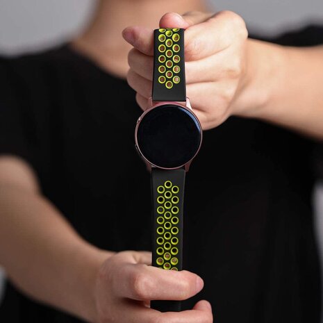 Strap-it Strap-it Bracelet montre 20mm sport - universel (noir/jaune)