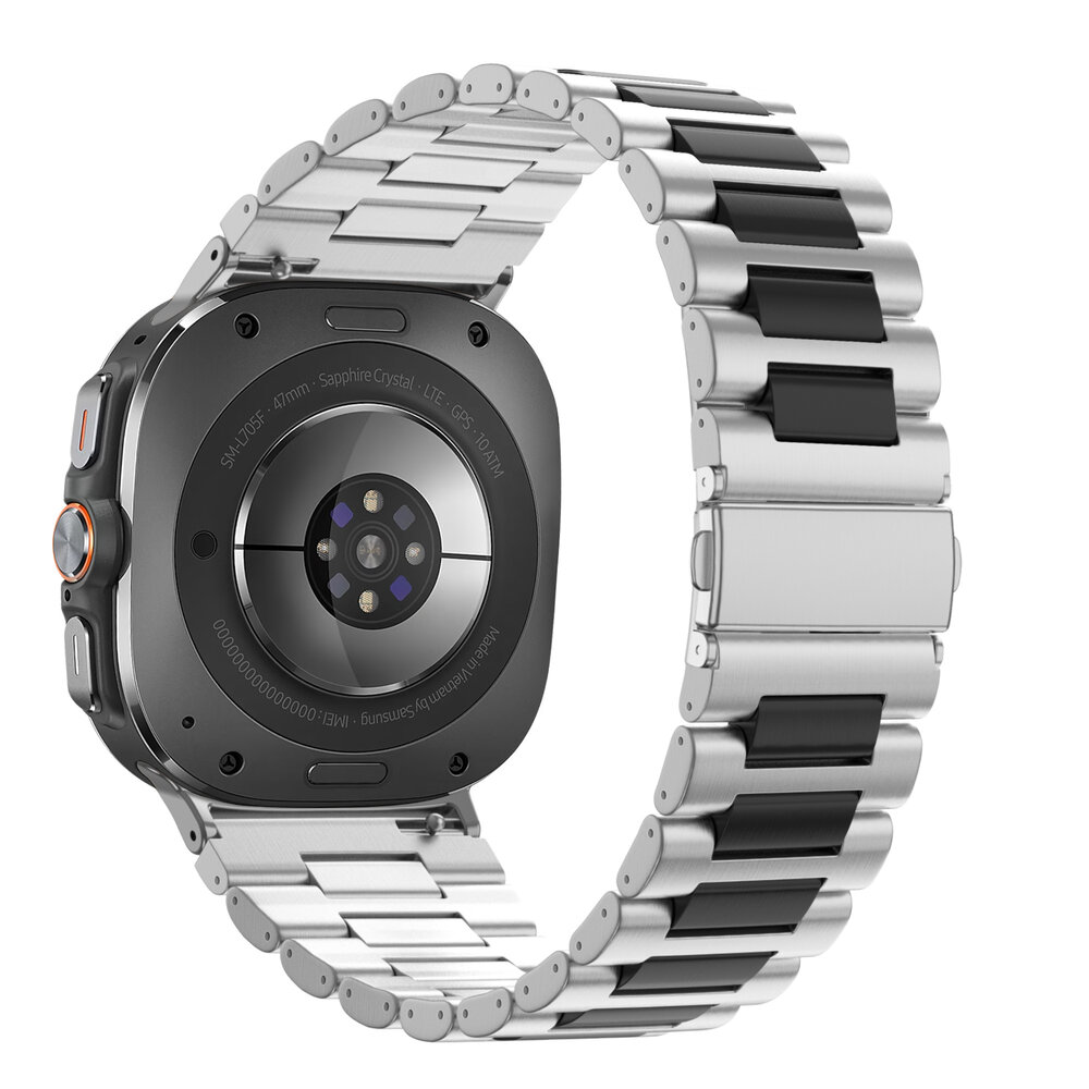 Bandz Bandz Bracelet à maillons en acier 'Deluxe' Samsung Galaxy Watch Ultra (argent/noir)