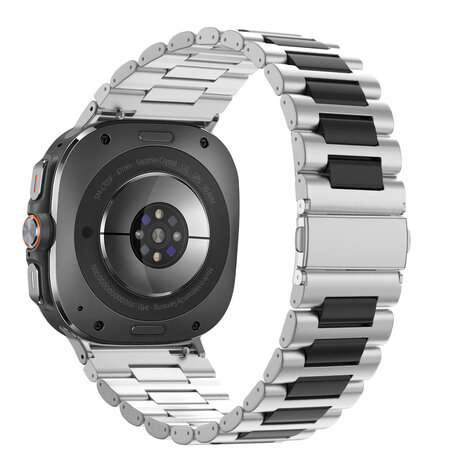 Bandz Bandz Bracelet à maillons en acier 'Deluxe' Samsung Galaxy Watch Ultra (argent/noir)