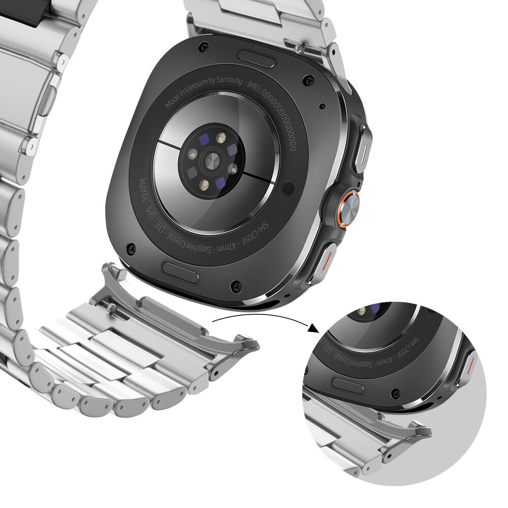 Bandz Bandz Bracelet à maillons en acier 'Deluxe' Samsung Galaxy Watch Ultra (argent/noir)