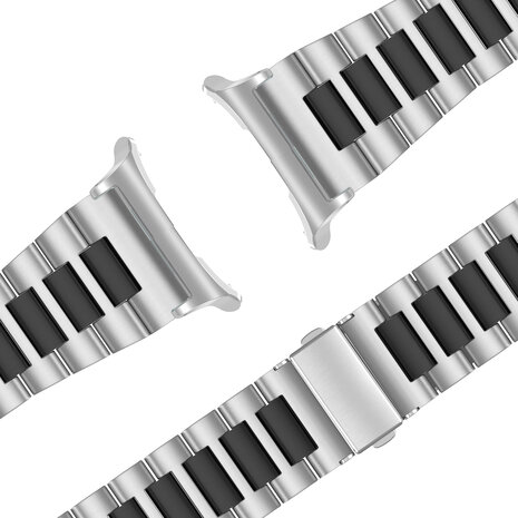 Bandz Bandz Bracelet à maillons en acier 'Deluxe' Samsung Galaxy Watch Ultra (argent/noir)