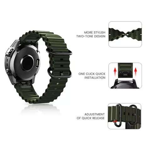 Strap-it Strap-it Bracelet Ocean Garmin Fenix 8 - 47mm (vert armée)