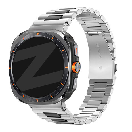 Bandz Bandz Bracelet à maillons en acier 'Deluxe' Samsung Galaxy Watch Ultra (argent/noir)