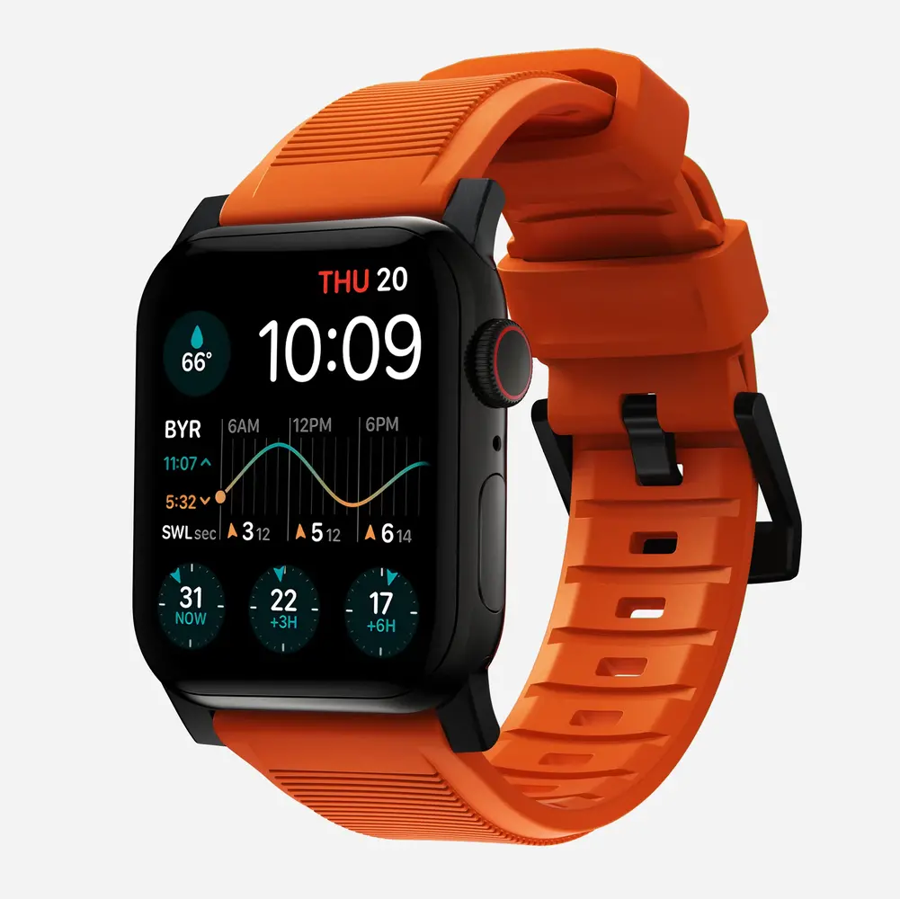 Nomad Nomad Bracelet silicone Rugged Apple Watch (noir/ultra orange)
