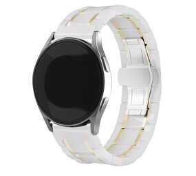 Strap-it Bracelet céramique acier Samsung Galaxy Watch 4 40mm (blanc/or)