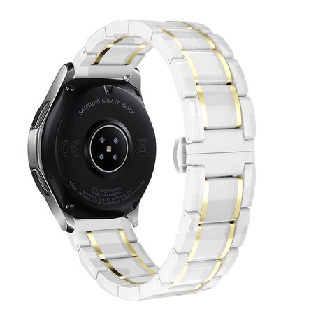 Strap-it Strap-it Bracelet céramique acier Samsung Galaxy Watch 4 Classic 42mm (blanc/or)