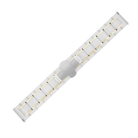 Strap-it Strap-it Bracelet céramique acier Samsung Galaxy Watch 4 Classic 46mm (blanc/or)