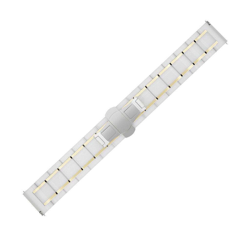 Strap-it Strap-it Bracelet céramique acier Samsung Galaxy Watch 6 Classic 43mm (blanc/or)