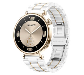 Strap-it Bracelet céramique Huawei Watch GT 4 41mm (blanc/or)
