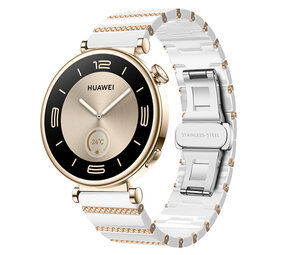 Strap-it Bracelet céramique 'One Bead' Huawei Watch GT 5 41mm (blanc/or rose)