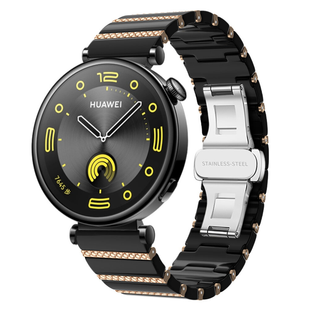 Strap-it Strap-it Bracelet céramique 'One Bead' Huawei Watch GT 5 41mm (noir/or rose)