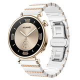 Strap-it Bracelet céramique 'One Bead' Huawei Watch GT 5 Pro 42mm (blanc/or rose)