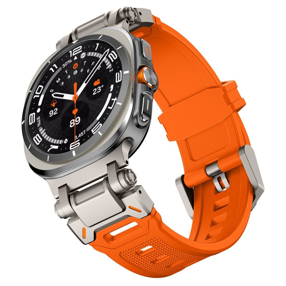 Strap-it Strap-it Bracelet TPU 'Explorer' Samsung Galaxy Watch Ultra (orange avec titane)