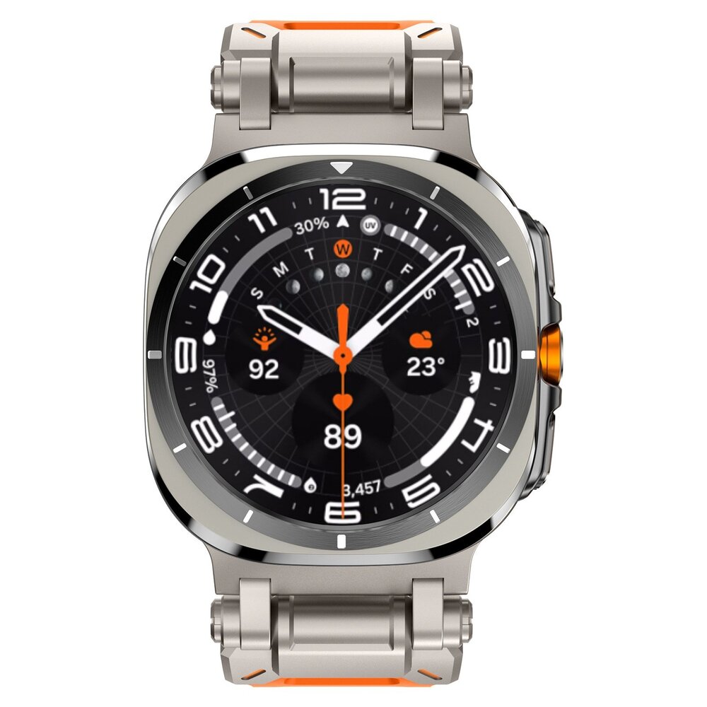 Strap-it Strap-it Bracelet TPU 'Explorer' Samsung Galaxy Watch Ultra (orange avec titane)