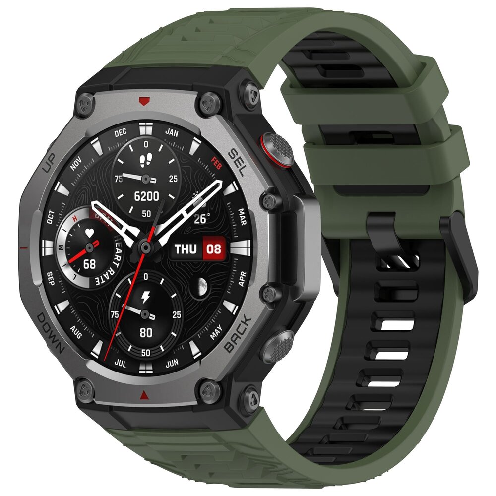Strap-it Strap-it Bracelet silicone sport Amazfit T-Rex 3 (vert olive/noir)