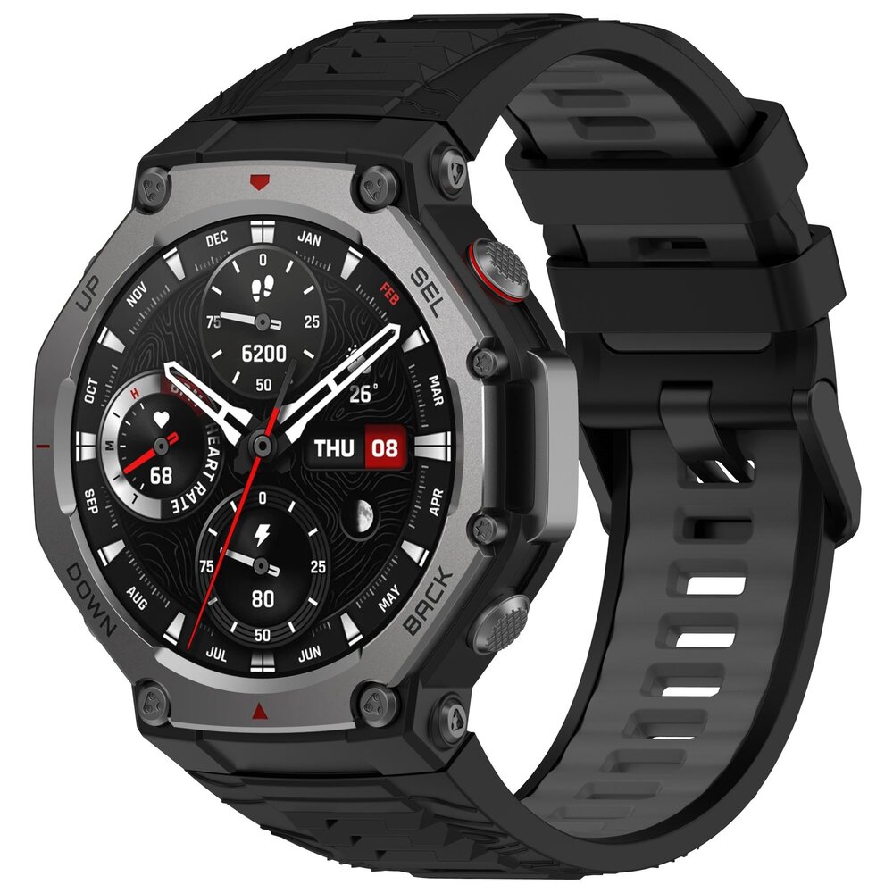 Strap-it Strap-it Bracelet silicone sport Amazfit T-Rex 3 (noir/grijs)