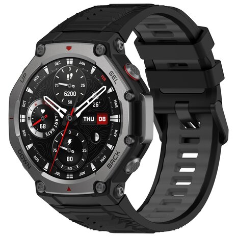 Strap-it Strap-it Bracelet silicone sport Amazfit T-Rex 3 (noir/grijs)