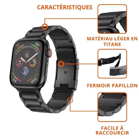 Strap-it Strap-it Bracelet titane Apple Watch 8 (noir)