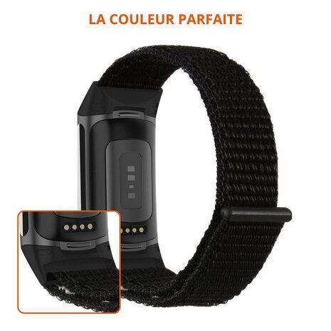 Strap-it Strap-it Bracelet nylon Fitbit Charge 5 (noir)