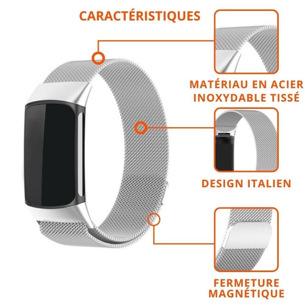 Strap-it Strap-it Bracelet Milanais Fitbit Charge 6 (argent) Strap-it Strap-it Bracelet Milanais Fitbit Charge 6 (argent)