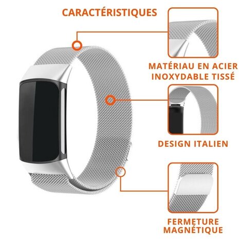 Strap-it Strap-it Bracelet Milanais Fitbit Charge 6 (argent) Strap-it Strap-it Bracelet Milanais Fitbit Charge 6 (argent)