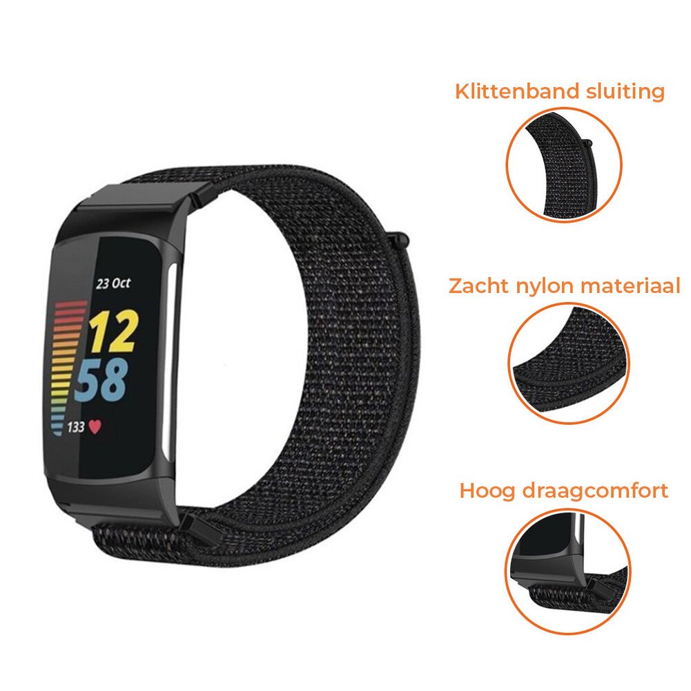 Strap-it Strap-it Courroie en nylon pour Fitbit Charge 6 (noir)