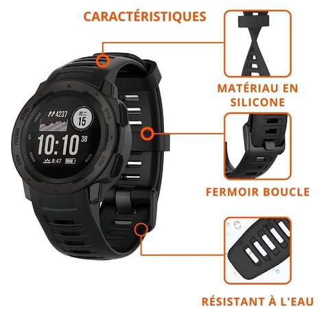Strap-it Strap-it Bracelet silicone Garmin Instinct 1 / 2  (noir)