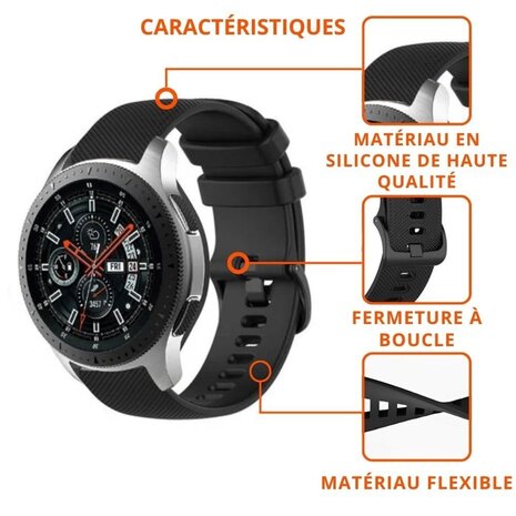 Strap-it Strap-it Bracelet silicone luxe Huawei Watch GT 3 Pro 46mm (noir)