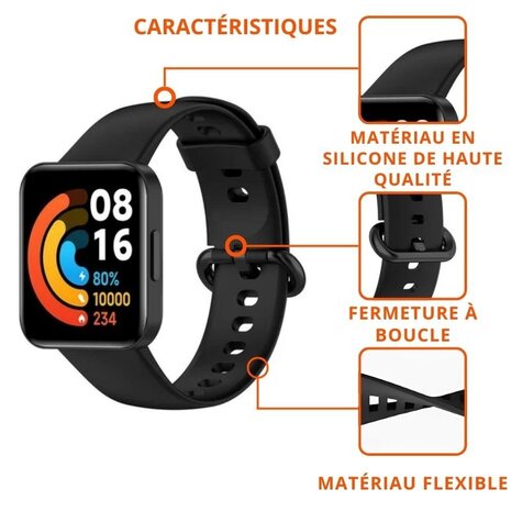 Strap-it Strap-it Bracelet silicone Redmi Watch 2 (Lite) (noir)