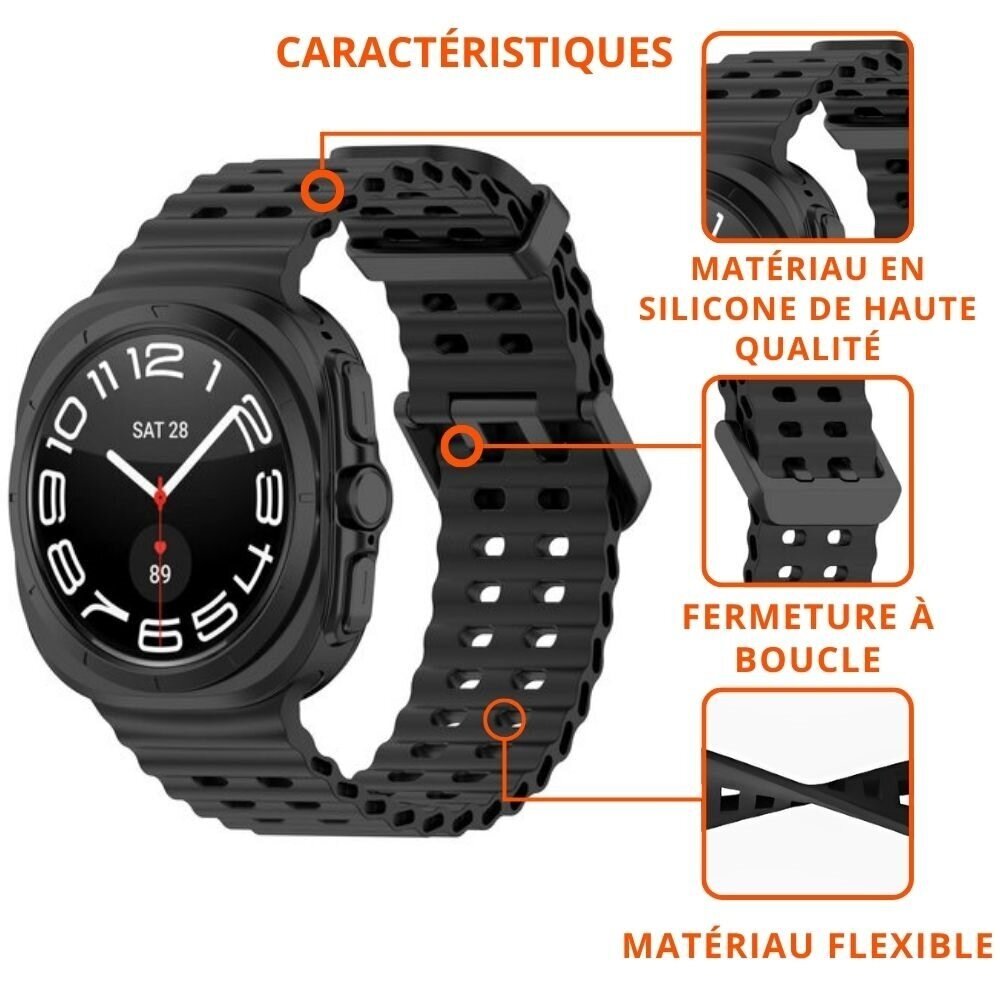Strap-it Strap-it Bracelet Océan Samsung Galaxy Watch Ultra (noir)