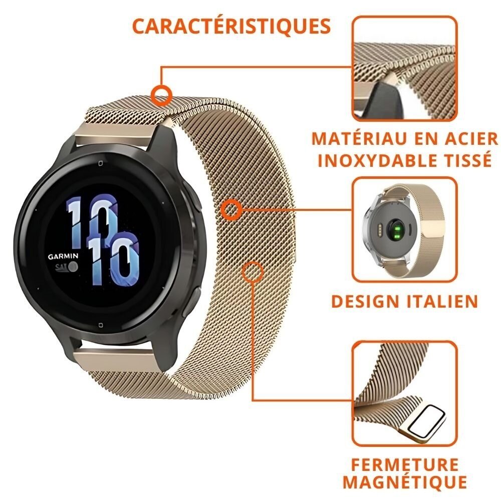 Strap-it Strap-it Bracelet Milanais Huawei Watch GT 5 Pro 42mm (champagne or)