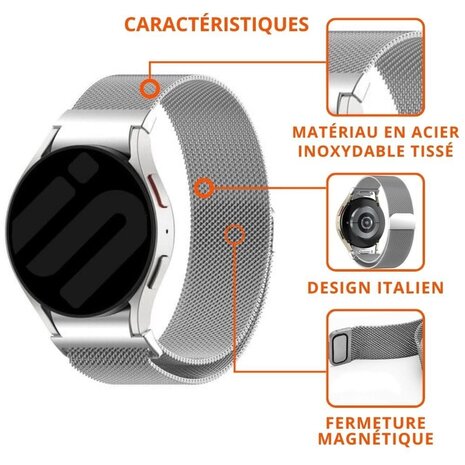 Strap-it Strap-it Bracelet Milanais 'One push' Samsung Galaxy Watch 5 Pro (argent) Strap-it Strap-it Bracelet Milanais 'One push' Samsung Galaxy Watch 5 Pro (argent)
