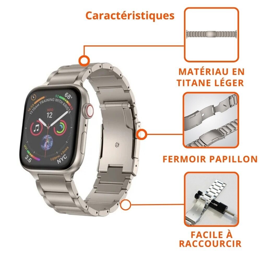 Strap-it Strap-it Bracelet titane Apple Watch (coleur titane) Strap-it Strap-it Bracelet titane Apple Watch (coleur titane)