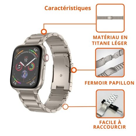 Strap-it Strap-it Bracelet titane Apple Watch (coleur titane) Strap-it Strap-it Bracelet titane Apple Watch (coleur titane)
