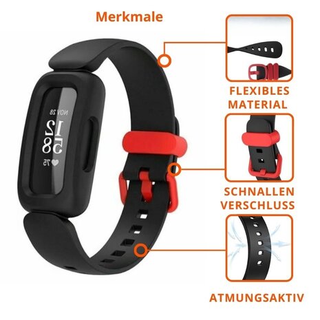 Strap-it Strap-it Bracelet silicone Fitbit Ace 3 (noir/rouge)