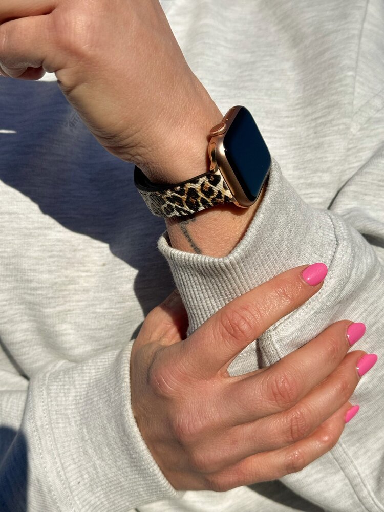 Strap-it Strap-it Bracelet cuir Apple Watch (léopard)