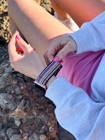 Strap-it Strap-it Bracelet élastique Apple Watch (rayures colorées)