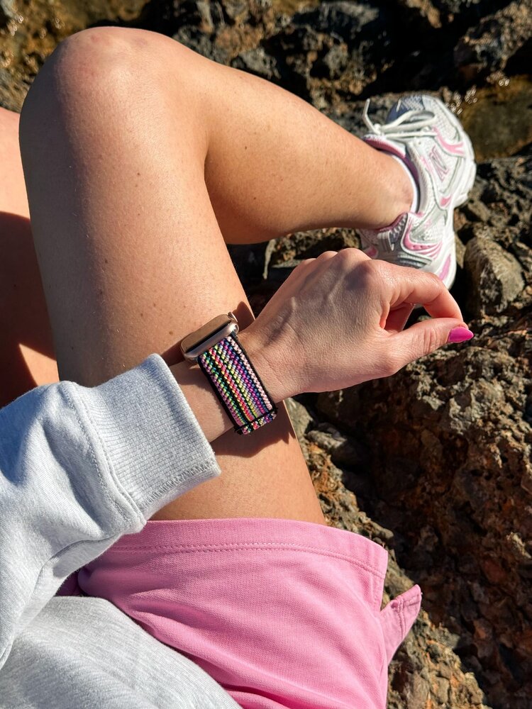 Strap-it Strap-it Bracelet élastique Apple Watch (rayures colorées)