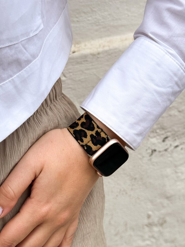 Strap-it Strap-it Bracelet élastique Apple Watch (léopard)